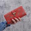 Carteira Feminina Longa Estilo Coreano 2025 Bolsa Clutch Fashion com Zíper de Folha Vazada e Design de Fivela