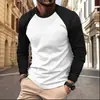 Camiseta de Retazos de Manga Larga para Hombre, Nueva de Otoño, Europea y Americana, Impresión 3D, Deportiva Casual, Sudadera, Camiseta de Cuello Redondo