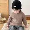 Roupas de Outono para Bebê Suéter de Tricô com Fivela Lateral Texturizado Macio e Fofo para Crianças Pequenas Roupa de Outono e Primavera para Bebê Top Versátil