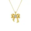 Collar de Princesa Fugitiva con Baño de Oro Real para Mujer, Diseño de Lujo Ligero con Lazo y Cadena para Clavícula Incrustada con Diamantes en Forma de Corazón, Regalo de Lujo Ligero