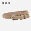 Cinturón Transfronterizo de Gamuza con Hebilla Plateada para Mujer Piel Genuina Decorativo para Traje Jeans Casual Retro Moderno Cinturón de Piel de Vaca para Mujer
