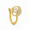 Anillo de nariz europeo y americano sin perforación, clip de nariz en forma de U de cobre simple con microincrustaciones de circonita en forma de corazón, accesorio de nariz único y moderno para mujer