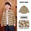 Camisa Xadrez Europeia para Meninos Estilo Primavera e Outono Roupas 2026 Nova Roupa Infantil Crianças Bebê Criança Pequena Roupas de Outono Top Tendência