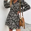Vestido estampado de moda europea y americana de diseño propio, otoño e invierno 2022, sexy, estación independiente, vestido casual para mujer
