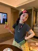 Blusa de Manga Curta com Estampa Floral e do Mickey para Meninas, Coleção Primavera 2026, Toque de Algodão, Amiga da Pele, Camiseta Infantil de Meia-Manga Solta e Estilosa