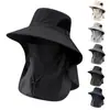 Sombrero de pescador para exteriores para hombres y mujeres, sombrero de sol de verano para senderismo y pesca con ala ancha, protección para el cuello, mascarilla facial y sombrero tipo chal integrado