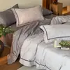 Jacquard 100S Alta Densidad Algodón de Fibra Larga Juego de Cama 100% Algodón de Cuatro Piezas Estilo Algodón Puro Retro Lujo Ligero Sábana Bajera con Borde Ancho Funda Nórdica