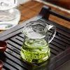 La taza de feria de vidrio grueso resistente al calor para té taza de burbujas integrada simple taza de feria de luna creciente té verde