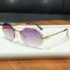 Nuevas gafas de sol retro sin montura estilo Miu Miu con un toque de alta gama, gafas de sol para mujer estilo callejero de moda europea y americana para protección solar