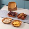 Plato para huesos de mesa de comedor doméstico transfronterizo, plato pequeño cuadrado con grano de madera para refrigerios, frutas, frutos secos, postres, pasteles, plato de productos de Año Nuevo