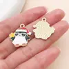 30 accesorios para joyería DIY: Árbol de Navidad de dibujos animados estilo gota de aceite, muñeco de nieve, Papá Noel y campanas como colgantes de regalo hechos de aleación de zinc