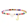 2026 Nuevo Pulsera con Forma de Corazón de 26 Letras Transfronteriza Europea y Americana, Pulsera de Cuentas de Semillas Coloridas Dopamina de Personalidad de Nicho para Mujer