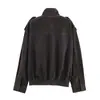 Fabricantes Mayoristas de Ropa para Mujer Transfronterizos Nueva Moda Casual 2025 Chaquetas de Cuero con Textura de Ante con Hombreras