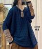 Suéter de Algodón Tejido con Capucha y Cordón para Mujer, Holgado, Cubre Carne, Nuevo de Primavera y Otoño, Retro, Artístico, Casual, Manga Larga