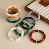 Pulsera Elástica de Moda Transfronteriza Europea y Americana Estilo Ins Diseño de Resina Difuminada Codo Pulsera de Bambú Estampado de Leopardo