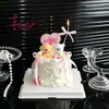 Decoración para pastel del Día de San Valentín Chino, adorno de cachorro tierno sentado de goma suave, tarjeta insertable en forma de corazón 'Feliz Día de San Valentín'