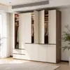 Guarda-roupa de Porta Articulada Bicolor sem Puxadores para Quarto de Casa, Armário de Armazenamento de Grande Capacidade do Chão ao Teto, Guarda-roupa Grande Segmentado Simples