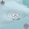 Anillo de Plata de Ley S925 Aifula Versátil Hilo de Pescar Invisible Piedra Principal Grande Circonita Anillo de Moda Versátil Anillo Brillante Joyería