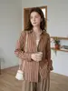 "Versión Correcta" Camisa de Lino Rayado Teñido en Hilo Estilo Old Money para Mujer Otoño/Invierno 2026 Top Casual Simple de Manga Larga