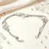 Tobillera de Perlas de Imitación Transfronteriza Europea y Americana Moda Cadena Metálica Fina Tobillera de Perlas Redondas para Mujer Hebilla de Clip Simple Tobillera de Perlas Redondas
