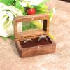 Nueva Caja Par Cuadrada Larga de Madera Maciza de Nogal Negro Almacenamiento de Joyería Anillo de Boda Caja para Joyas Caja para Aretes y Uñas Ventana Caja de Regalo