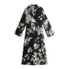 Vestido Largo de Manga Larga con Estampado de Flores para Mujer Estilo Europeo y Americano Fengchun 2022 8332