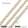 Corrente Plana em Formato de O que Preserva a Cor, Corrente de Aço Inoxidável que Não Desbota, Corrente Banhada a Ouro, Colar Fino de Extensão, Pulseira, Acessórios DIY