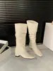 Primer Encuentro Temporada Aumentar Altura Botas Largas Blancas de Caballero Botas para Mujer 2026 Otoño/Invierno Botas Adelgazantes Caqui Apiladas Mediana