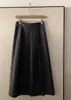 Saia Plissada de Tricô Cinza para Mulheres, Novo Estilo Outono/Inverno, Estilo College, Cintura Alta, Solta, Comprimento Médio, Saia Evasê