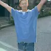 Atacado do fabricante camiseta masculina de verão de alta qualidade, respirável, com trama vazada, de manga curta, estilo coreano, gola dobrável, azul, versátil