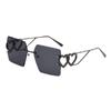 Gafas de Sol Transfronterizas, Gafas de Sol sin Marco de Borde Cortado, Marco Grande, Efecto Adelgazante, Metal, Estilo Europeo y Americano, Protección Solar Uv400
