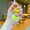 Llavero de Tortuga Luminosa Rellena de Aceite con Tortuga de Cristal Colgante de Arena Movediza Encanto de Regalo Pequeño Decoración para Bolso de Pareja Regalo