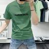 Lan Sheng Yi Camiseta masculina de manga curta Nova marca da moda de verão Camiseta masculina com estampa de letras Camiseta de manga curta Slim-fit Gola redonda Camiseta branca