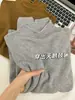 Suéter de Punto Suave de Cuello Medio Alto Gris Estilo Coreano para Mujer, Nuevo Otoño Invierno 2025 Top Simple de Cuello Cisne