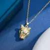 Colar Cruzado Europeu e Americano Banhado a Ouro Real 18K Leopardo Micro-Incrustado Vintage Zircônia Aço Titânio Moda Nicho Corrente de Pescoço Joia