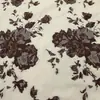 Jacquard bicolor de algodón lino vestido abrigo superior color natural hilo teñido flor cortada tridimensional tela para ropa