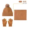 Conjunto de Tres Piezas de Gorro Bufanda Guantes Tejidos para Otoño Invierno Gorro de Lana Grueso Cálido Guantes con Pantalla Táctil para Mujer