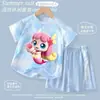 Traje Deportivo Lindo para Niñas Verano 2026 Nuevo Ropa de Secado Rápido Camiseta de Manga Corta de Seda de Hielo Pantalones Cortos para Niños Ropa de Casa a