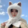 Gorro de Invierno para Mujer, Bufanda de Felpa Linda, Forrado de Polar y Engrosado, Gorro Integrado a Prueba de Viento para Ciclismo, Cálido y Resistente al Frío, Gorro Protector de Orejas