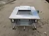 Mesa de barbacoa sin humo de acero inoxidable engrosado con tres cajas de carbón, adecuada para uso comercial, autoservicio, campamento al aire libre y venta ambulante