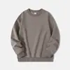 2026 Nova Blusa de Moletom Lisa de Algodão Masculina para Outono e Inverno, Camisa Longa Base Retrô com Gola Redonda Solta