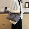 Bolsa Feminina Nova Moda Cor Contrastante Casual Simples para o Dia a Dia Grande Capacidade Ombro Transversal Bolsa Tote Bolsa de Pulso para Mulheres