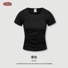 Camiseta de Manga Corta de Color Puro con Cuello Cuadrado en un Hombro para Mujer Be Clothing 2025 Verano, Top Sexy con Escote en U para Adelgazar la Cintura, Estilo Europeo y Americano