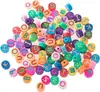 Rodajas de Arcilla Blanda de Colores, Arcilla Blanda Perforada con Caricaturas de Frutas y Letras Inglesas, Juego de Cuentas para Pulseras, Partículas de Arcilla Blanda