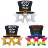 Feliz Año Nuevo Sombrero de Estrella de Cinco Puntas Lentes Feliz Año Nuevo Fiesta Bola Accesorio Lentes