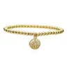 Nuevo Producto Transfronterizo Aogu: Pulsera Minimalista y Única de Cobre con Baño de Oro de 18 Quilates, Incrustación de Circonia y Dijes de Corazón, Ojo y Libélula