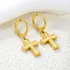 Brincos de Argola Mais Vendidos Transfronteiriços Design Retrô Europeu e Americano Brincos Banhados a Ouro 18K Brincos de Aço Inoxidável para Mulheres
