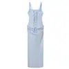 Ropa popular europea y americana transfronteriza de AliExpress para mujer, sexy, a la moda, para fiesta, sin mangas, con tirantes de ballena, vestido largo