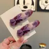 Pinza para el Cabello de Lana con Lazo Morado Taro Degradado, Estilo Coreano, Suave y Elegante, Pinza de Pato, Pinza para Flequillo Lateral, Pasador, Accesorio para el Cabello