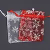 Bolsa de Organza com Estrela e Floco de Neve Estampados a Ouro Bolsa de Armazenamento Bolsa de Presente Sachê Cordão Bolsa de Embalagem para Cosméticos
